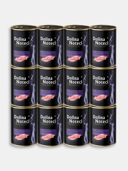 Karma mokra dla kota Dolina Noteci Premium bogata w królika zestaw 12x400g