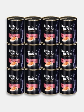 Karma mokra dla kota Dolina Noteci Premium bogata w łososia zestaw 12x400g