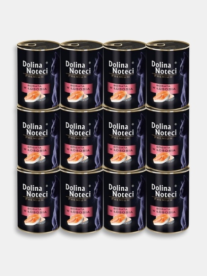 Karma mokra dla kota Dolina Noteci Premium bogata w łososia zestaw 12x400g