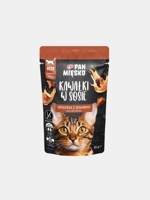 Karma mokra dla kota Pan Mięsko kawałki w sosie cielęcina z jeleniem 85g