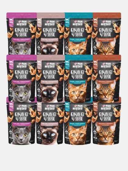 Karma mokra dla kota Pan Mięsko kawałki w sosie mix smaków 12x85g
