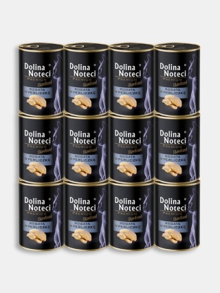 Karma mokra dla kota po sterylizacji Dolina Noteci Premium bogata w preliczke zestaw 12x400g