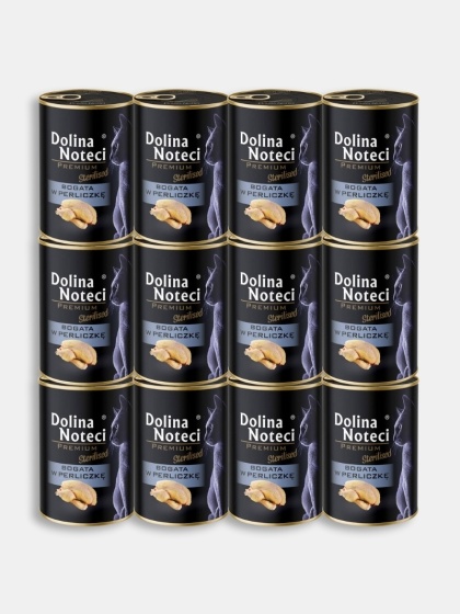 Karma mokra dla kota po sterylizacji Dolina Noteci Premium bogata w preliczke zestaw 12x400g