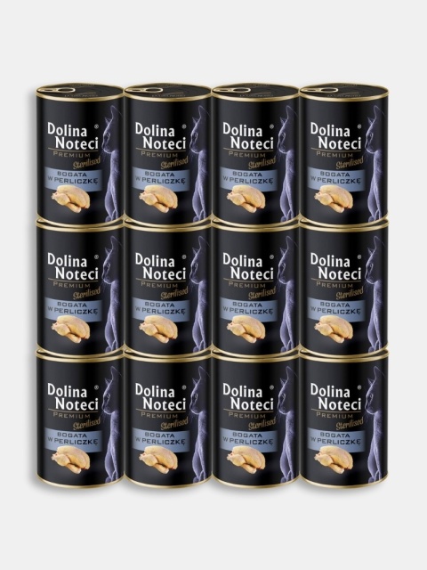 Karma mokra dla kota po sterylizacji Dolina Noteci Premium bogata w preliczke zestaw 12x400g