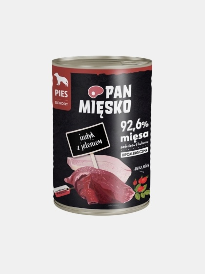 Karma mokra dla psa Pan Mięsko indyk z jeleniem 400g