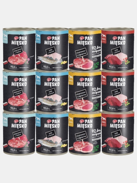 Karma mokra dla psa Pan Mięsko mix smaków 12x800g