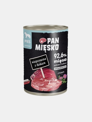 Karma mokra dla psa Pan Mięsko wieprzowina z dzikiem 400g