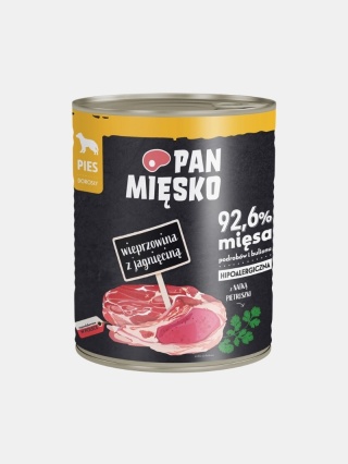 Karma mokra dla psa Pan Mięsko wieprzowina z jagnięciną 800g