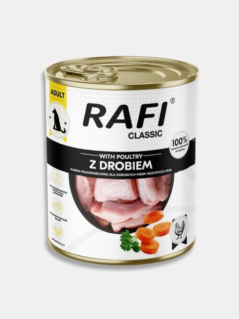 Karma mokra dla psa Rafi Classic z drobiem 800g