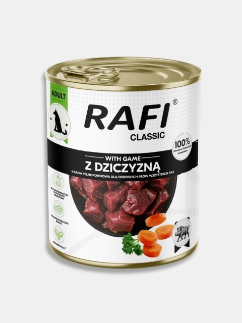 Karma mokra dla psa Rafi Classic z dziczyzną 800g