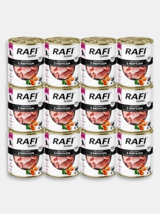 Karma mokra dla psa Rafi Classic z indykiem 12x800g