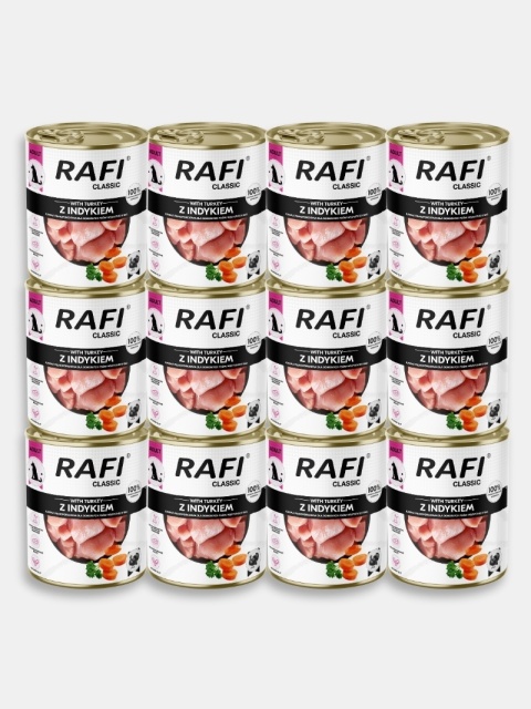 Karma mokra dla psa Rafi Classic z indykiem 12x800g