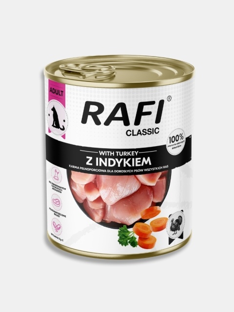 Karma mokra dla psa Rafi Classic z indykiem 800g