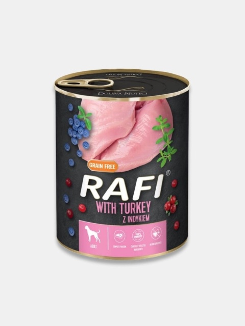 Karma mokra dla psa Rafi z indykiem 800g