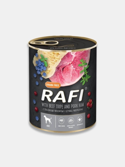 Karma mokra dla psa Rafi żołądki wołowe z szynką wieprzową 800g
