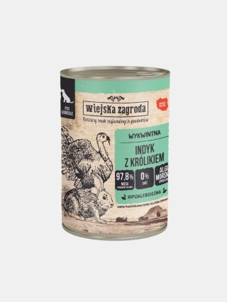 Karma mokra dla psa Wiejska Zagroda indyk z królikiem hipoalergiczna 400g