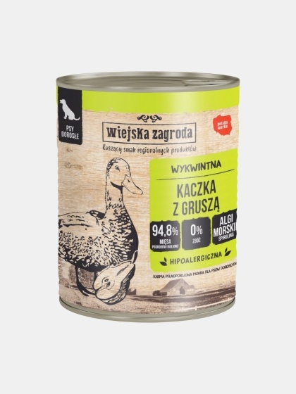Karma mokra dla psa Wiejska Zagroda kaczka z gruszką hipoalergiczna 800g