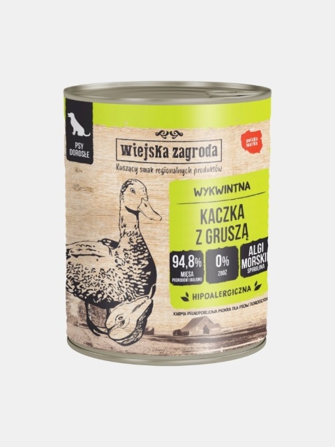 Karma mokra dla psa Wiejska Zagroda kaczka z gruszką hipoalergiczna 800g