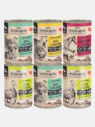 Karma mokra dla psa Wiejska Zagroda mix smaków hipoalergiczna 6x400g