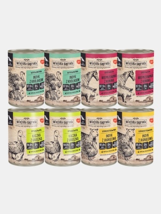 Karma mokra dla psa Wiejska Zagroda mix smaków hipoalergiczna 8x400g