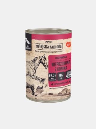 Karma mokra dla psa Wiejska Zagroda wieprzowina z konina hipoalergiczna 400g