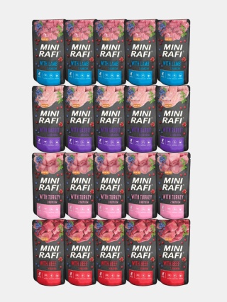 Karma mokra dla psów małych ras Rafi Mini mix smaków 20x150g