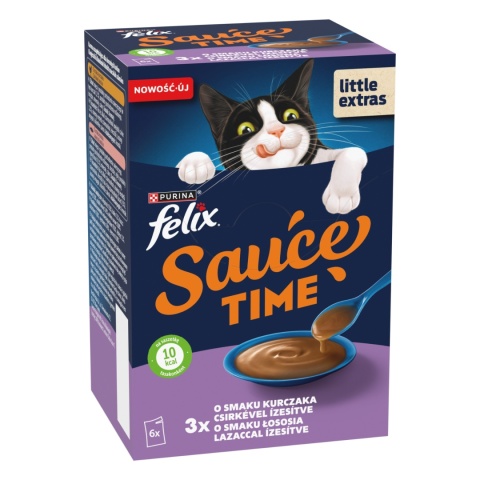 Mokra karma dla kota FELIX SAUCE TIME o smaku kurczaka i łososia 6x40g