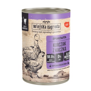 Mokra karma dla kota Wiejska Zagroda kurczak z kaczką 400g
